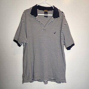 Nautica Polo Shirt Performance Deck Men XL Blue White Striped Pullover Casual